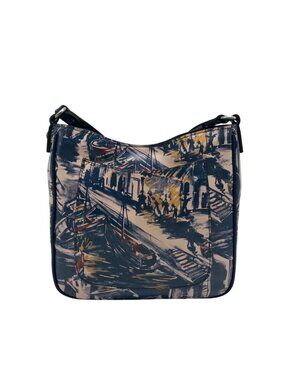 Patricia Nash Harbor Nights Blue Leather Emeline Small Scalloped Crossbody Bag